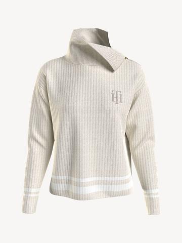 Női Tommy Hilfiger Essential Side-Zip Turtleneck Pulóverek Fehér | HU 349WNB